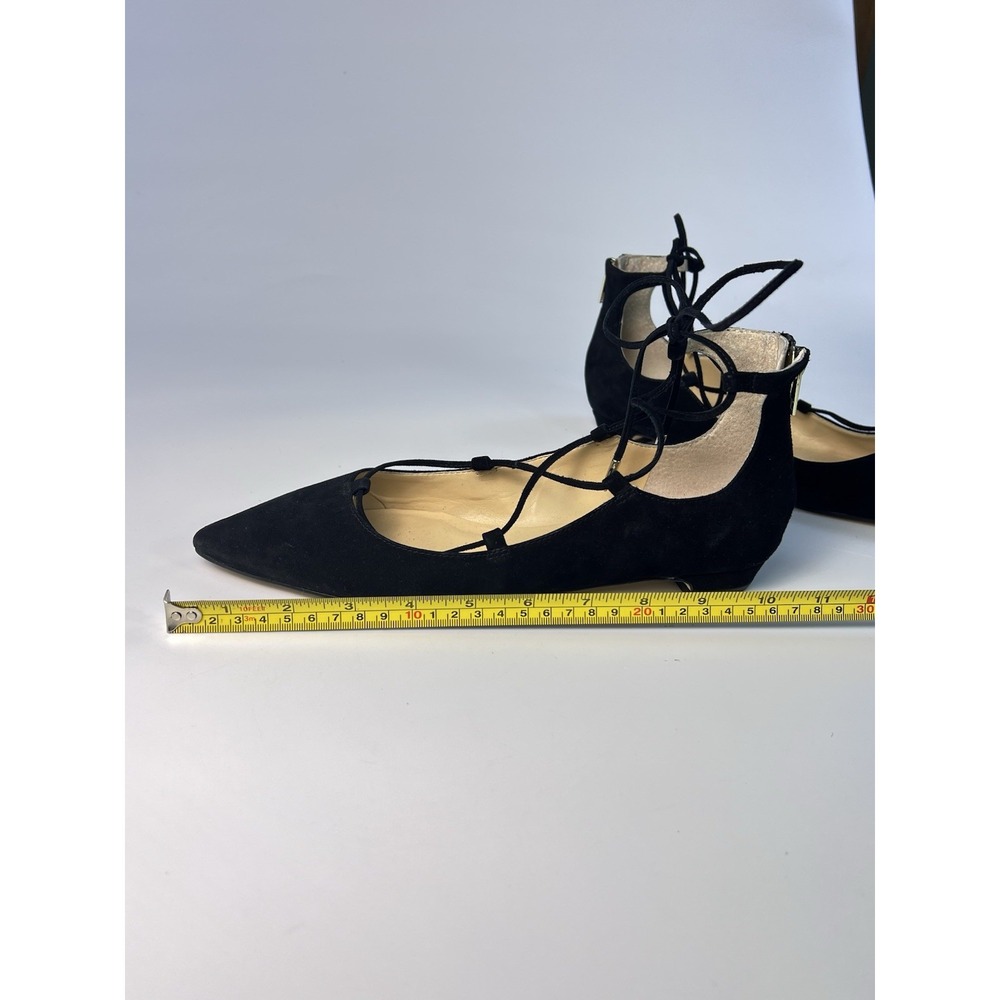 Ivanka Trump Tropica Womens 8.5M Black Suede Pointed Toe Lace Up Ankle Zip Flats - Picture 11 of 13